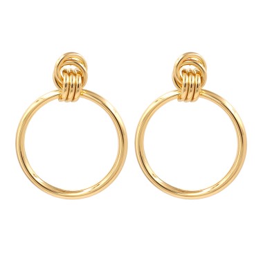 Fashion Gold Plated Circle Geometric Drop Stud Earring EDE00332