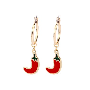 Women Fashion Earring Enamel Pepper Dangle Hoop Earring EHE00018
