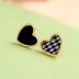 Fashion Unique Love Heart Grid Enamel Stud Earring ESE00003