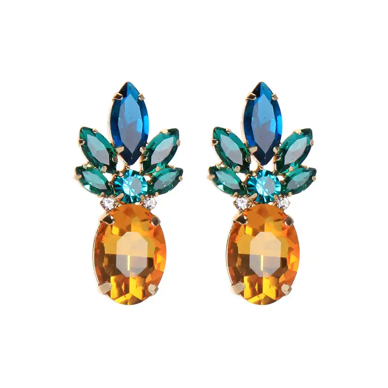 Fashion Sparkle Crystal Rhinestone Pipeapple Stud Earring ESE00008