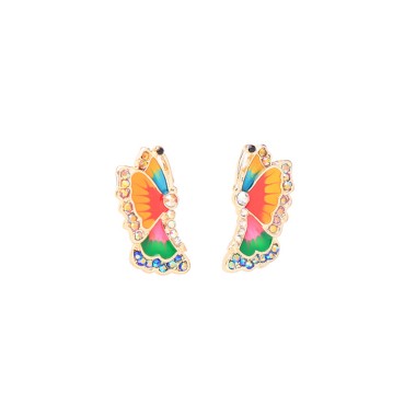 Fashion Sparkle Crystal Rhinestone Enamel Butterfly Stud Earring ESE00010