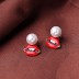 Fashion Lovely Shiny Red Lip Pearl Stud Earring ESE00012