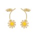 Fashion Blooming Enamel Daisy Flower Leaf Stud Earring ESE00015