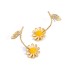 Fashion Blooming Enamel Daisy Flower Leaf Stud Earring ESE00015