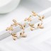 Fashion Lovely Flower Leaf Pearl Stud Earring ESE00016