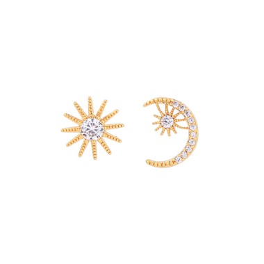 Fashion Sparkle Crystal Zircon Star Moon Stud Earring ESE00019