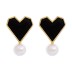 Fashion Velvet Heart Shiny Pearl Stud Earring ESE00023