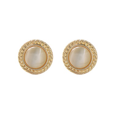 Fashion Wheat Circle Pearl Opal Stone Stud Earring ESE00028