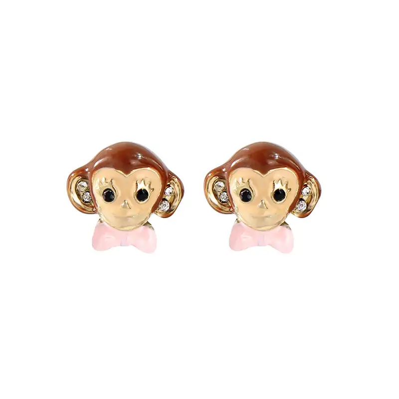 Fashion Lovely Enamel Rhinestone Monkey Stud Earring ESE00033