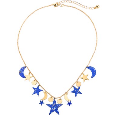 Fashion Necklace Bright Star Moon Charm Necklace NCM00001