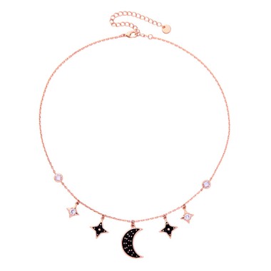 Fashion Necklace Rhinestone Star Moon Charm Necklace NCM00003