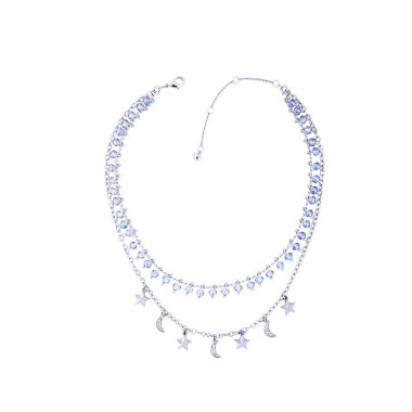 Fashion Necklace Sparkle Crystal Rhinestone Bead Star Moon Tassel Charm Necklace NCM00006