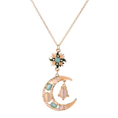 Fashion Necklace Enamel Opal Stone Pearl Pendant Necklace NPD00013