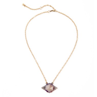 Vintage Necklace Sparkle Crystal Rhinestone Geomestric Triangle Pendant Necklace NPD00046