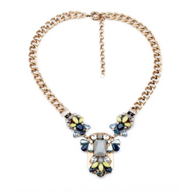 Fashion Jewelry Elegant Resin Stone Statement Pendant Necklace NSN00002