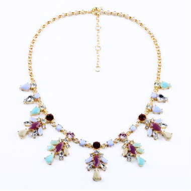 Fashion Jewelry Elegant Resinstone Statement Pendant Necklace NSN00006