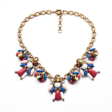 Fashion Jewelry Vintage Resinstone Statement Crystal Pendant Necklace NSN00009