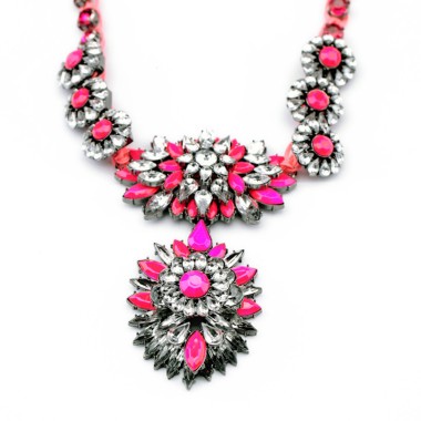Fashion Jewelry Colorful Rhinestone Pendant Statment Necklace NSN00018