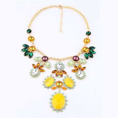 Fashion Jewelry Shiney Crystal Stone Statment Necklace NSN00023