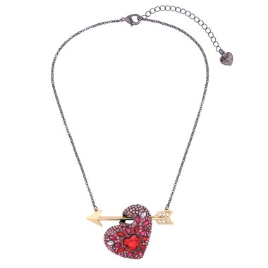 Fashion Sparkle Crystal Rhinestone Heart Arrow Pendant Statement Necklace NSN00112