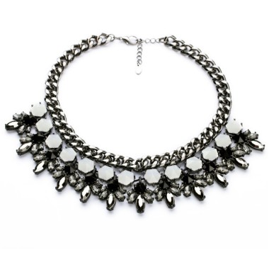Fashion Ash Black Crystal Rhinestone Collar Statement Necklace NSN00122