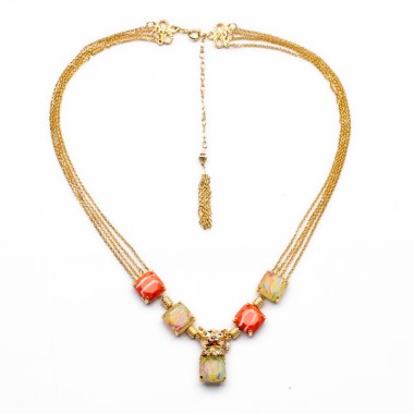 Fashion Elegant Layered Colorful Rhinestone Pendant Statement Necklace NSN00150
