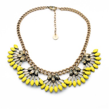 Fashion Bright Yellow Crystal Rhinestone Statement Necklace NSN00162