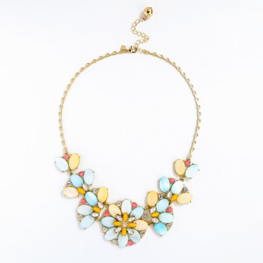 Fashion Colorful Crystal Rhinestone Flower Pendant Women Statement Necklace NSN00182