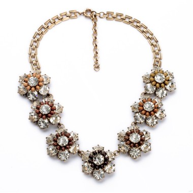 Vintage Crystal Rhinestone Flower Necklace NSN00285 