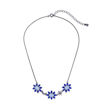 Bling Blue Rhinestone Flower Necklace NSN00291