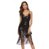 Women Party Dress Knee Length Dress Sleeveless Sequins Tassel Sexy Prom Strap Party Dress PMD00005