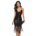 Women Party Dress Knee Length Dress Sleeveless Sequins Tassel Sexy Prom Strap Party Dress PMD00005