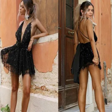 Women Party Dress Short Mini Dress Sleeveless Star Sequins Sexy Strap Prom Party Dress PSD00001