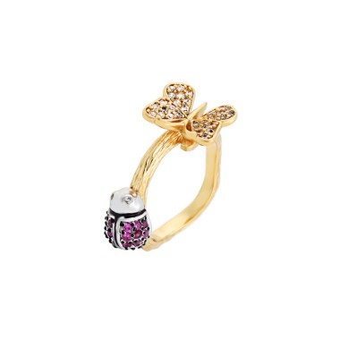 Fashion Ring Lovely Rhinestone Insect Ladybug Butterfly Ring RG00011