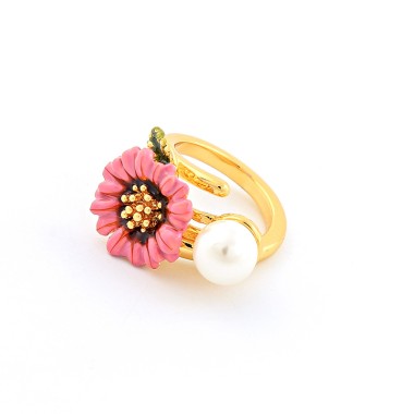 Fashion Ring Lovely Enamel Flower Pearl Ring RG00018
