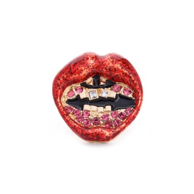 Fashion Ring Lovely Enamel Rhinestone Red Lip Ring RG00019