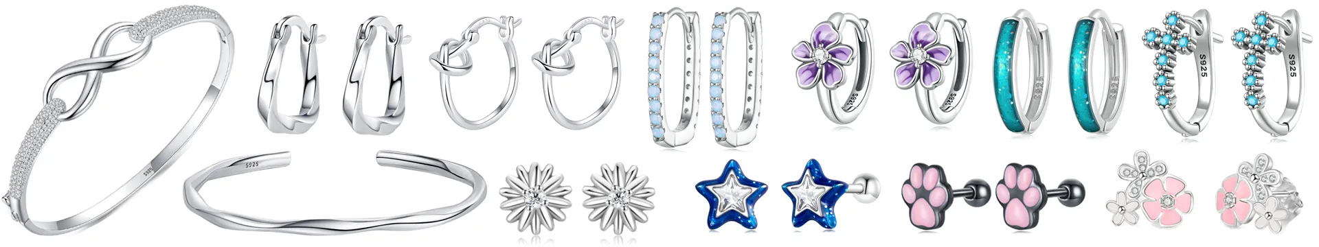 925 Silver Jewelry Wholesale Hoop Earrings Stud Earrings