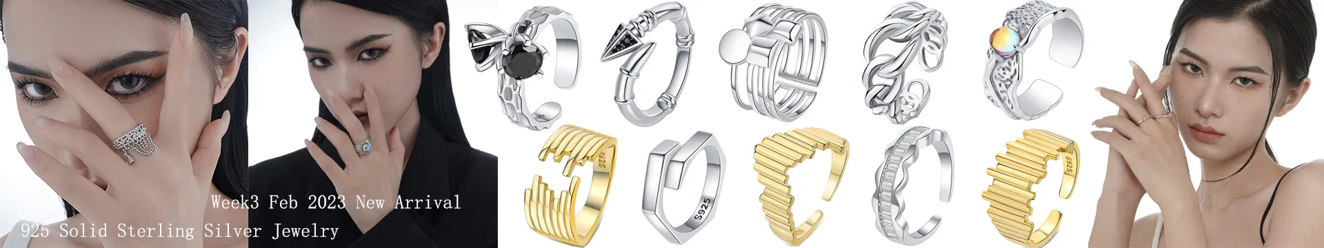 925 Silver Jewelry Wholesale Hiphop Punk Rings